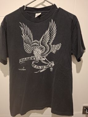 Harley-Davidson Black T-Shirt with Silver Eagle Graphic